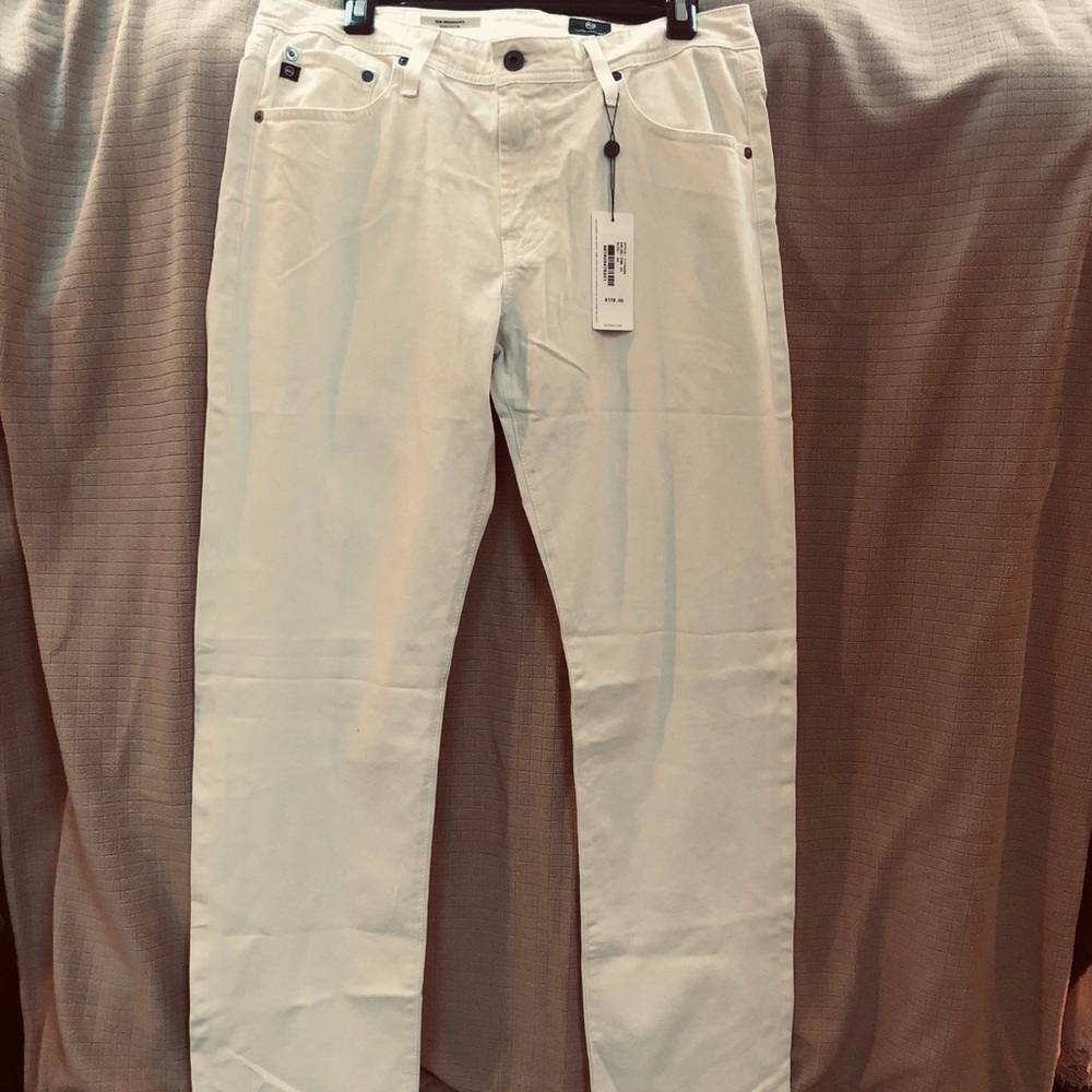 Men’s AG Graduate Ivory Sateen Jeans NWT